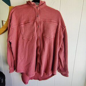 Aerie Lumberjane Waffle Shirt Mauve Pink Cotton Poly Blend, Soft and Comfortable